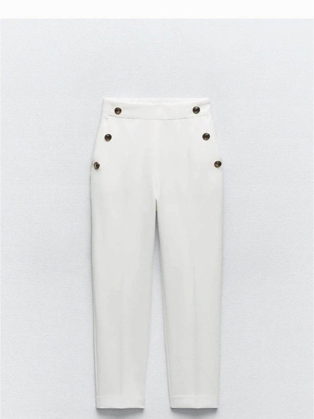 Zara Buttoned Straight Leg Pants White